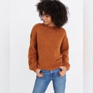 Madewell Cable-Sleeve Boatneck Sweater XS